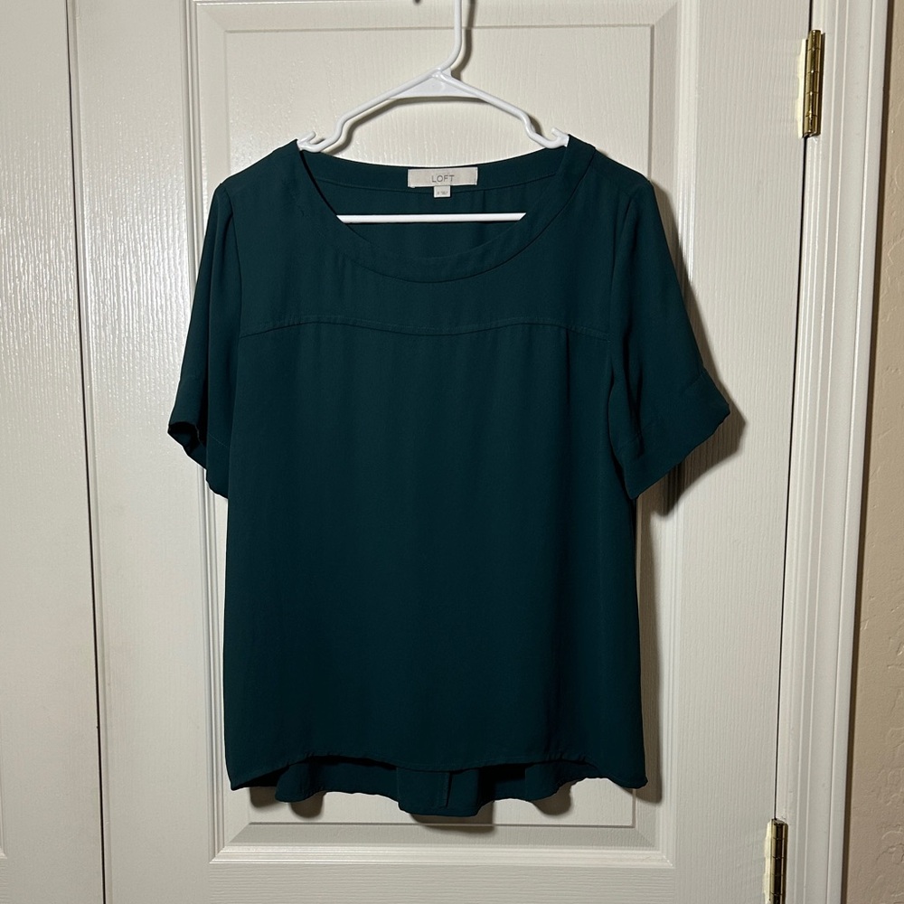 LOFT Teal Short Sleeve Blouse